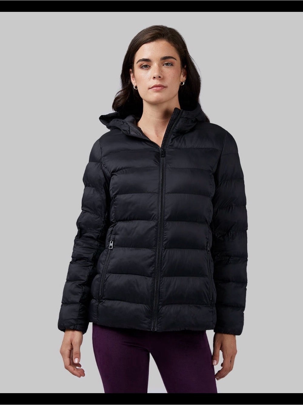 32 Degrees Women's Black Quilted Hooded Puffer Jacket